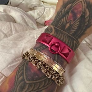 Hermes Collier De Chien Medor Aluminum Sunset Aluminum Bangle Rose Pink